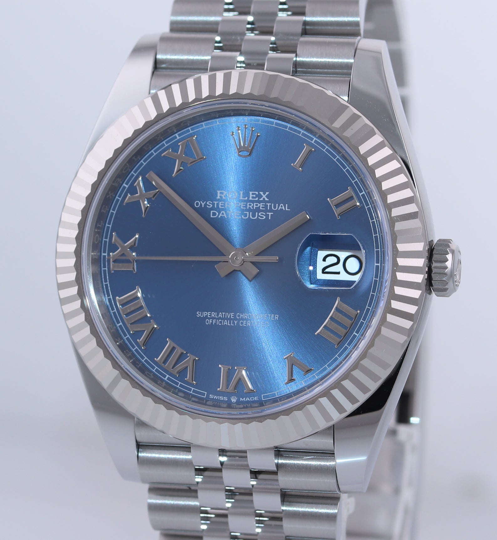 2020 NEW CARD PAPERS Rolex DateJust 41 Blue Roman Jubilee Fluted 126334 Watch