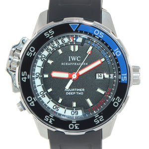 2014 PAPERS IWC Aquatimer Deep Two 3547-02 Steel Black Date 46mm Dive Watch