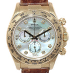 PAPERS Rolex Daytona FACTORY MOP DIAMOND Dial 116518 18k Yellow Gold Watch