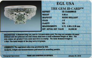 Ladies Estate 14K White Gold 1.32ctw Diamond Engagement EGL Ring Band Set