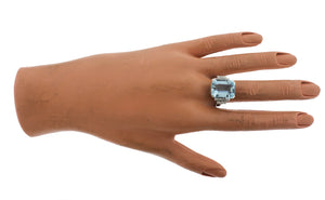 Ladies 18K White Gold 11.26ctw Natural Aquamarine Diamond Cocktail Ring EGL USA