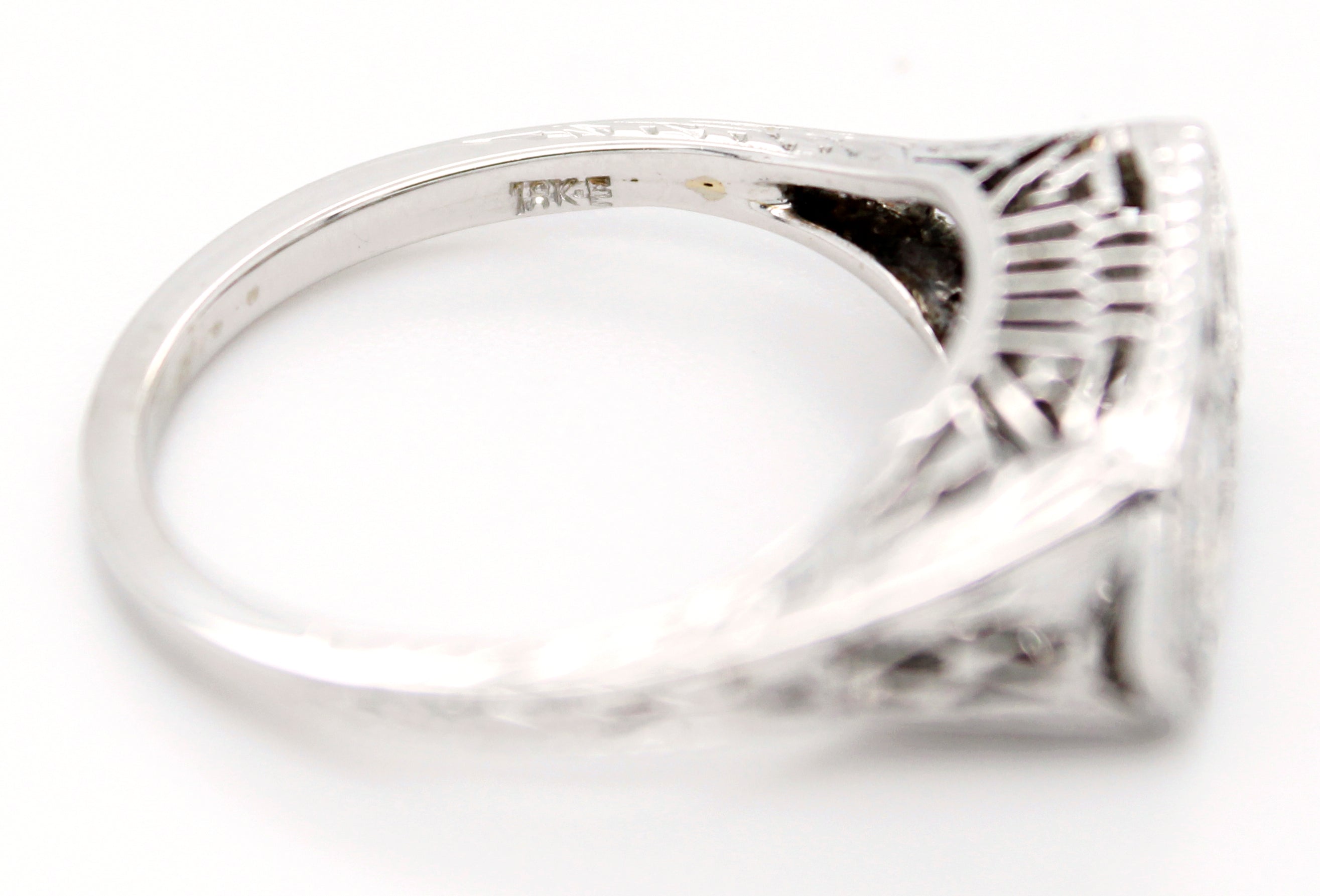 Antique Art Deco 0.15ctw Diamond Two Stone Filigree Ring in 18k White Gold