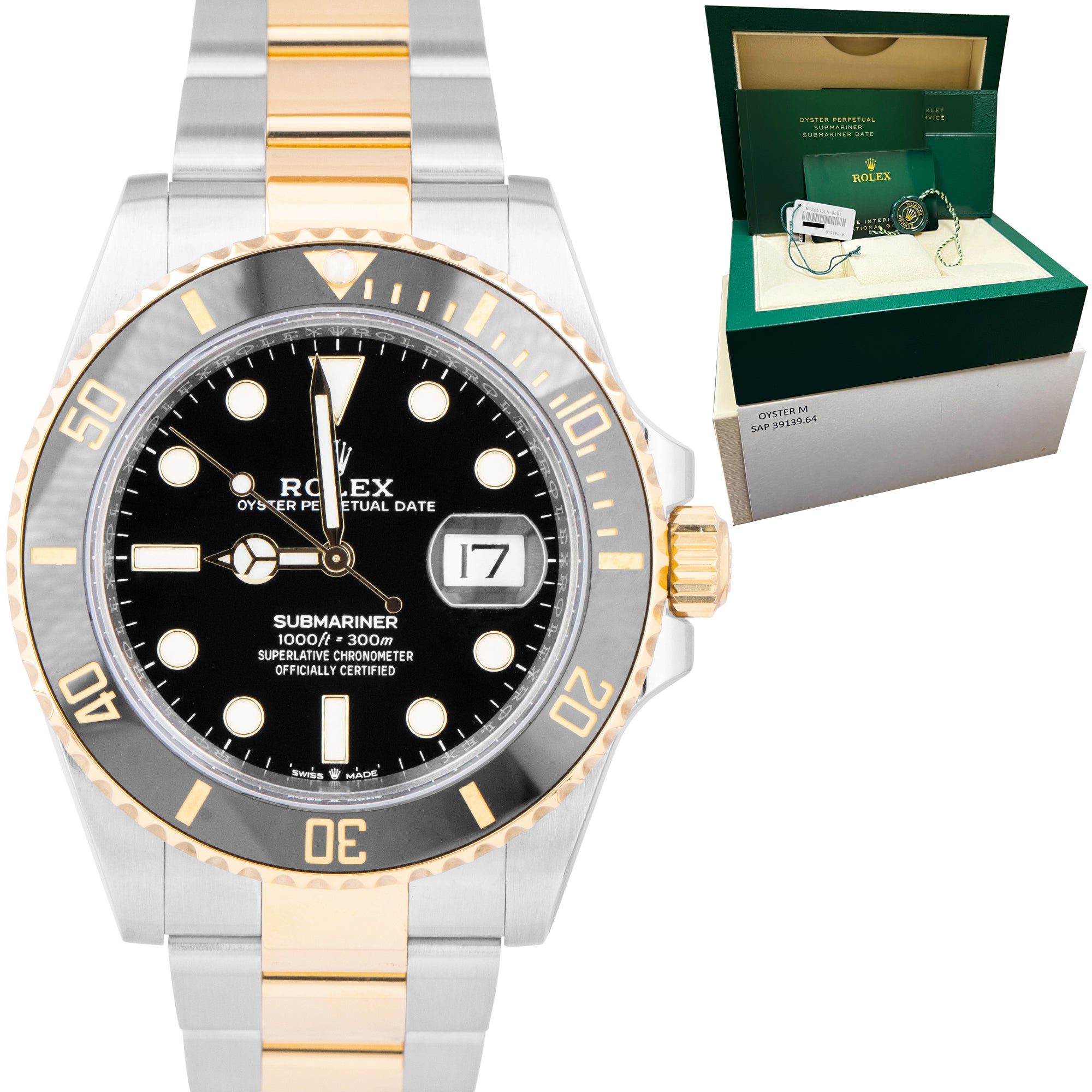 2021 Rolex Submariner Date 41mm Ceramic Two-Tone Gold Black Watch 126613 LN B+P