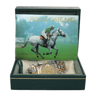 Rolex DateJust 36mm 16233 Two Tone 18k Gold Jubilee Champagne Dial Watch Box
