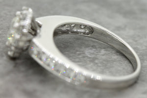 $5740 Modern Estate 14K White Gold Halo 1.50ctw Diamond Engagement Ring EGL USA