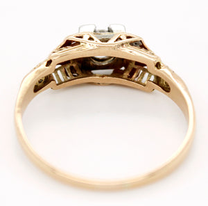 Antique Art Deco 0.15ct Diamond Square-Set Filigree Band Ring in 14k Yellow Gold