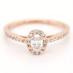 Vintage 0.60ctw Sparkling Diamond Oval Halo Ring in 14k Rose Gold | Size 7.50