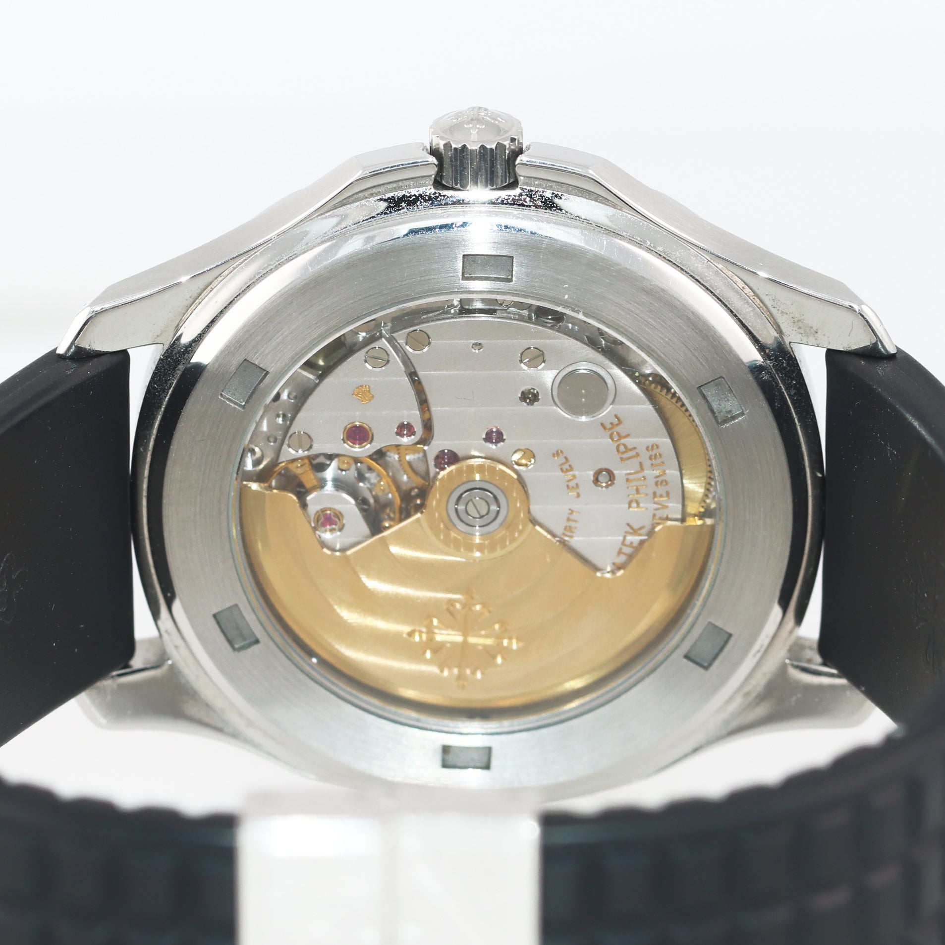 PAPERS Patek Philippe Tritium Steel Aquanaut Black Rubber JUMBO 5065 38mm Watch
