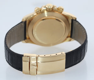 MINT Rolex Daytona Zenith 16518 Black Tritium Dial 18k Yellow Gold Leather Watch