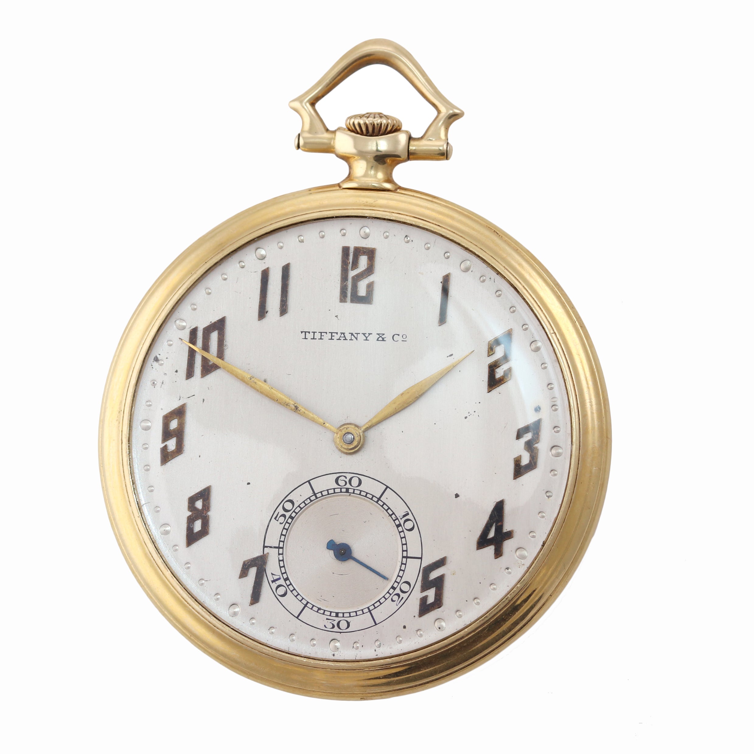 Antique Tiffany & Co IWC Solid 18k Yellow Gold Silver Arabic Swiss Pocket Watch