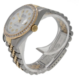 1993 Rolex DateJust 36mm MOP Diamond 16233 Two-Tone Gold Steel Jubilee Watch