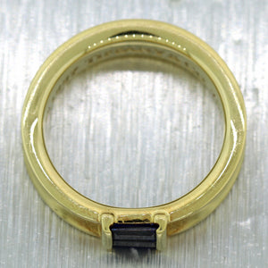 1997 Tiffany & Co. 18k Yellow Gold 0.20ctw Baguette Cut Sapphire Band Ring