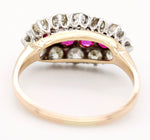 Vintage 0.45ctw Four Pink Rubies & Diamond Halo Band Ring in 14k Yellow Gold