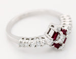 Vintage 0.20ctw Ruby & Diamond Band Ring in 14k White Gold | Size 6