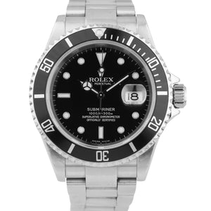 2004 Rolex Submariner Date 16610 T NO-HOLES Pre-Ceramic Stainless Steel Watch