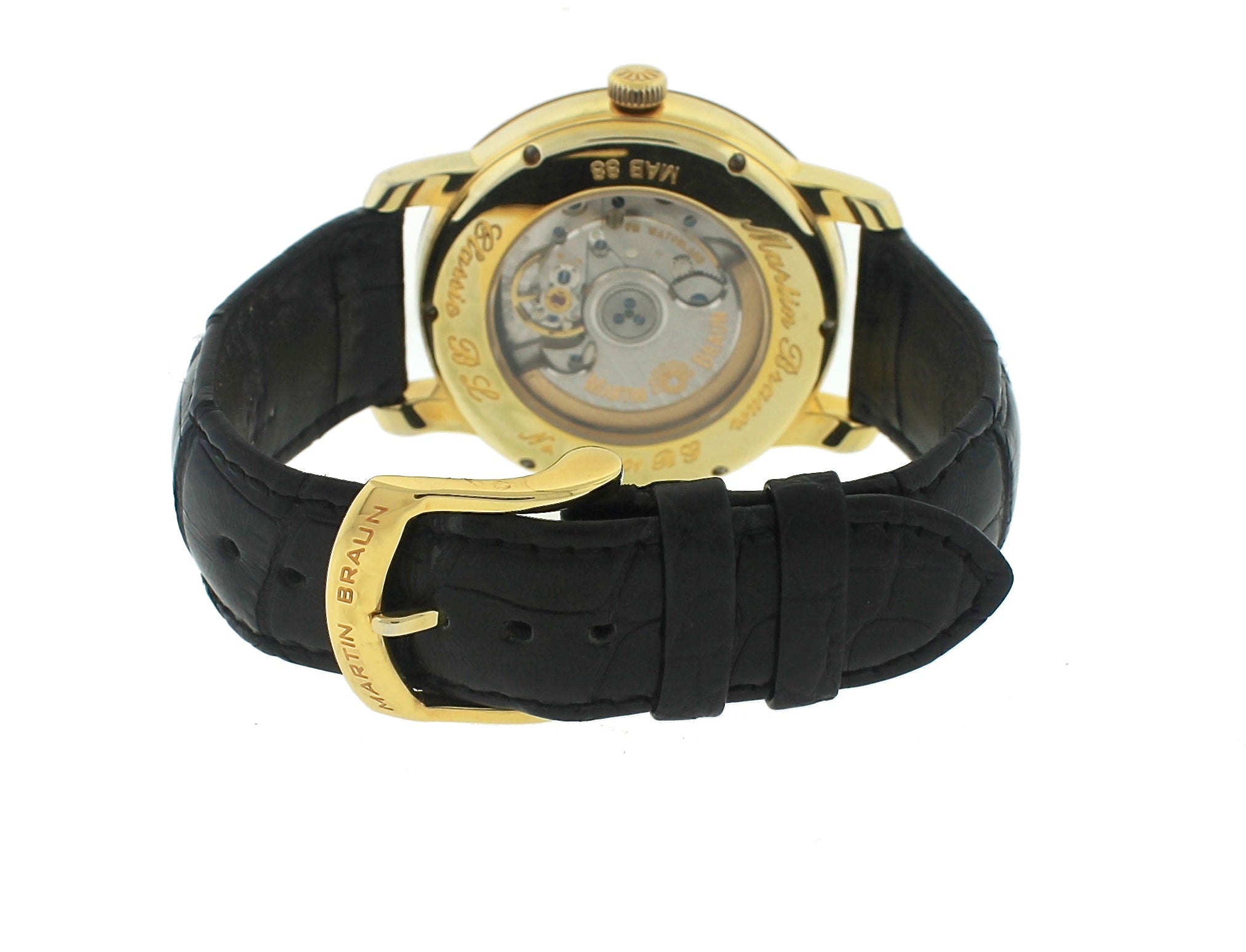 RARE Martin Braun Classic BL MAB 88 18K Yellow Gold Plated 41mm Black Dial Watch