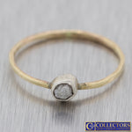 Vintage Estate 14k Yellow Gold Silver Top Rough Diamond Solitaire Ring N8