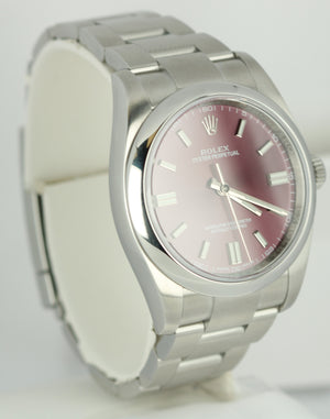 MINT Rolex Oyster Perpetual Red Grape 36mm Stainless 116000 Watch