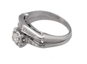 Lovely Ladies 14K White Gold 0.20ct Diamond Engagement Wedding Ring Band Set