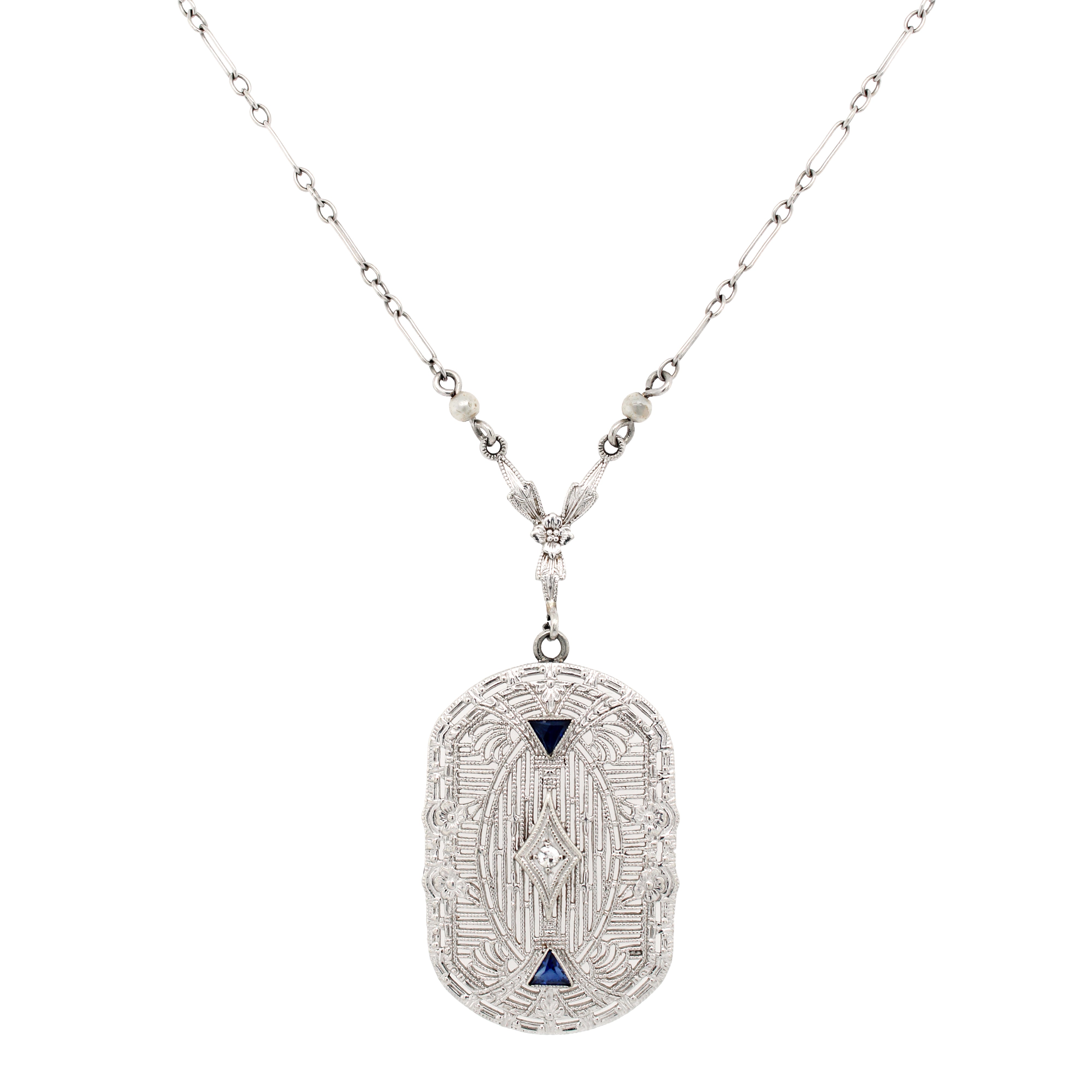 Sterling Silver Halo Art Deco Princess CZ Anniversary Pendant Necklace  #N1705-01 – BERRICLE