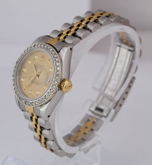 Ladies Rolex DateJust 26mm Jubilee Champagne Diamond Two-Tone Gold Watch 69173