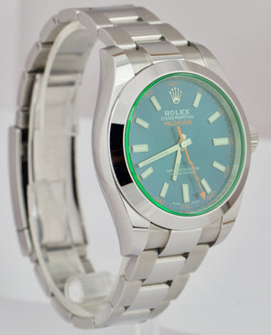 Rolex Milgauss Z-Blue Green 40mm 116400 GV 40mm Stainless Steel Watch B+P