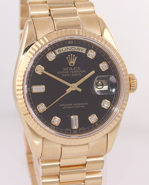 MODERN Rolex President Heavy Band 18K Gold Black Diamond Dial 118238 Watch Box