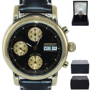 Montblanc Meisterstuck Star 7000 Black Day Date 18k Gold Chronograph 37mm Watch