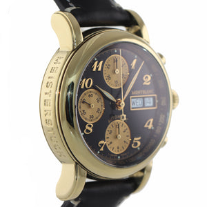 Montblanc Meisterstuck Star 7000 Black Day Date 18k Gold Chronograph 37mm Watch