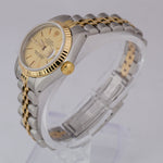 Ladies Rolex DateJust 26mm 18K Stainless Two Tone Champagne Jubilee Watch 69173