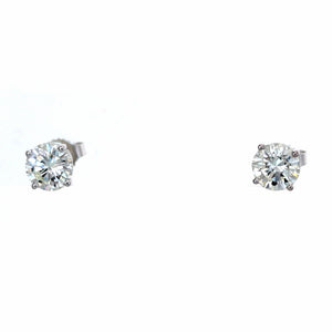 GIA 2.01ctw Round Brilliant L VS1-VS2 Diamond 14k White Gold Stud Earrings