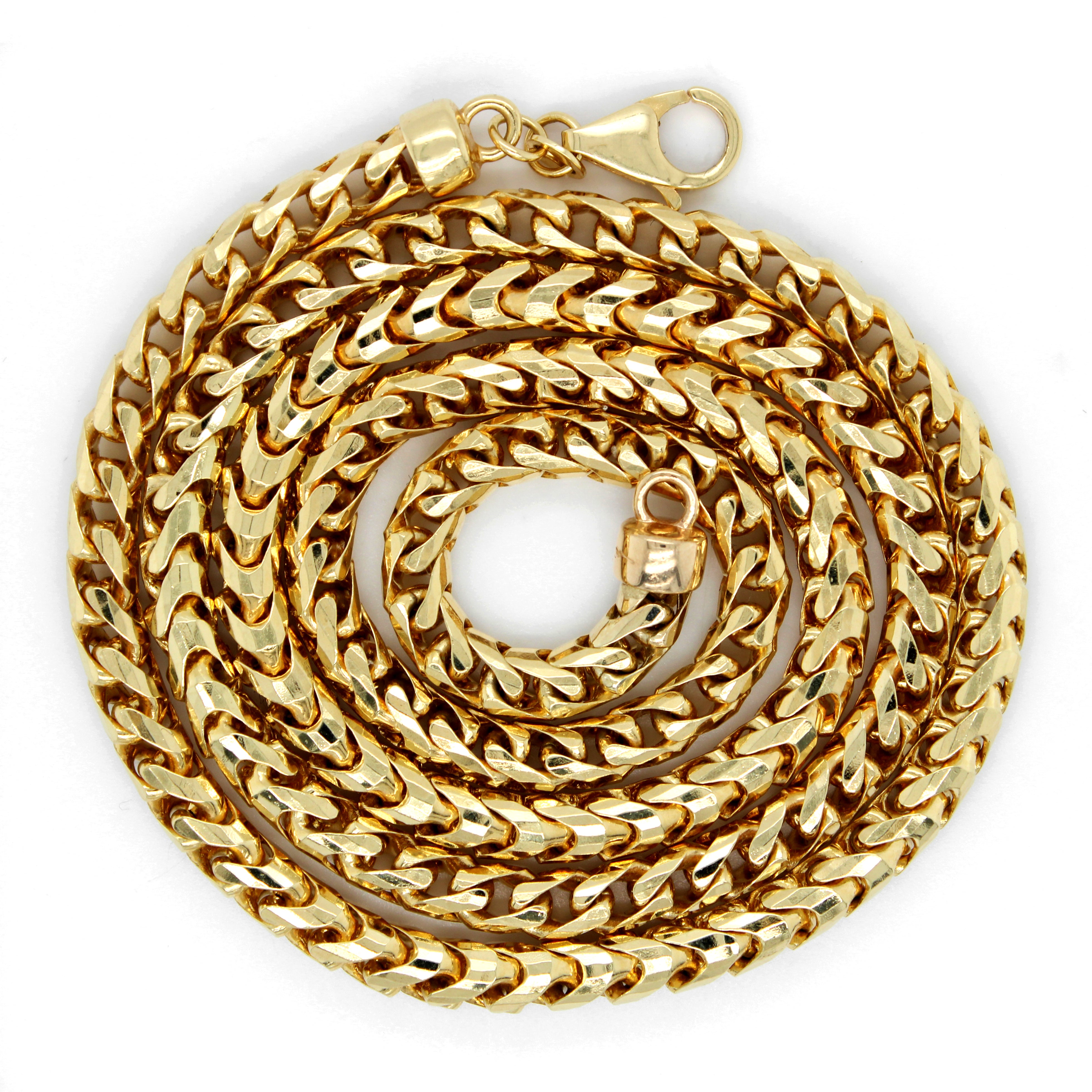 Modern Men's Solid 14k Yellow Gold 4.35mm Franco Link Chain 24" Necklace 65.4 g