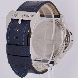 MINT Panerai Luminor Base PAM00114 Steel White Blue Leather 44mm Manual PAM114