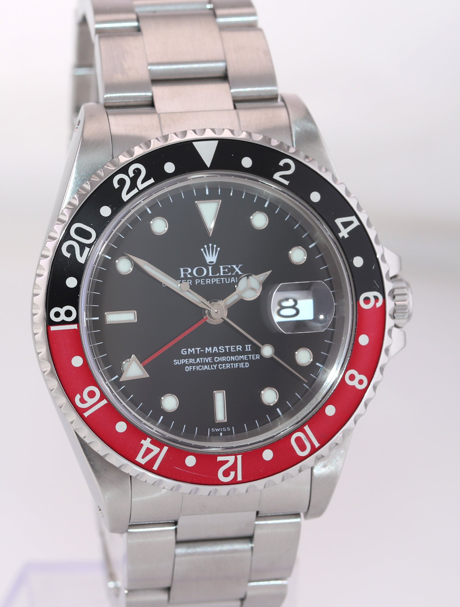 1999 PAPERS Rolex GMT-Master 2 Steel 16710 Watch Coke Red SWISS Only Dial Watch