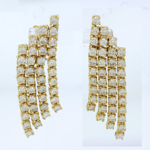 Vintage Estate 14k Yellow Gold 4.00ctw E/VS1 Diamond Flexible Dangle Earrings