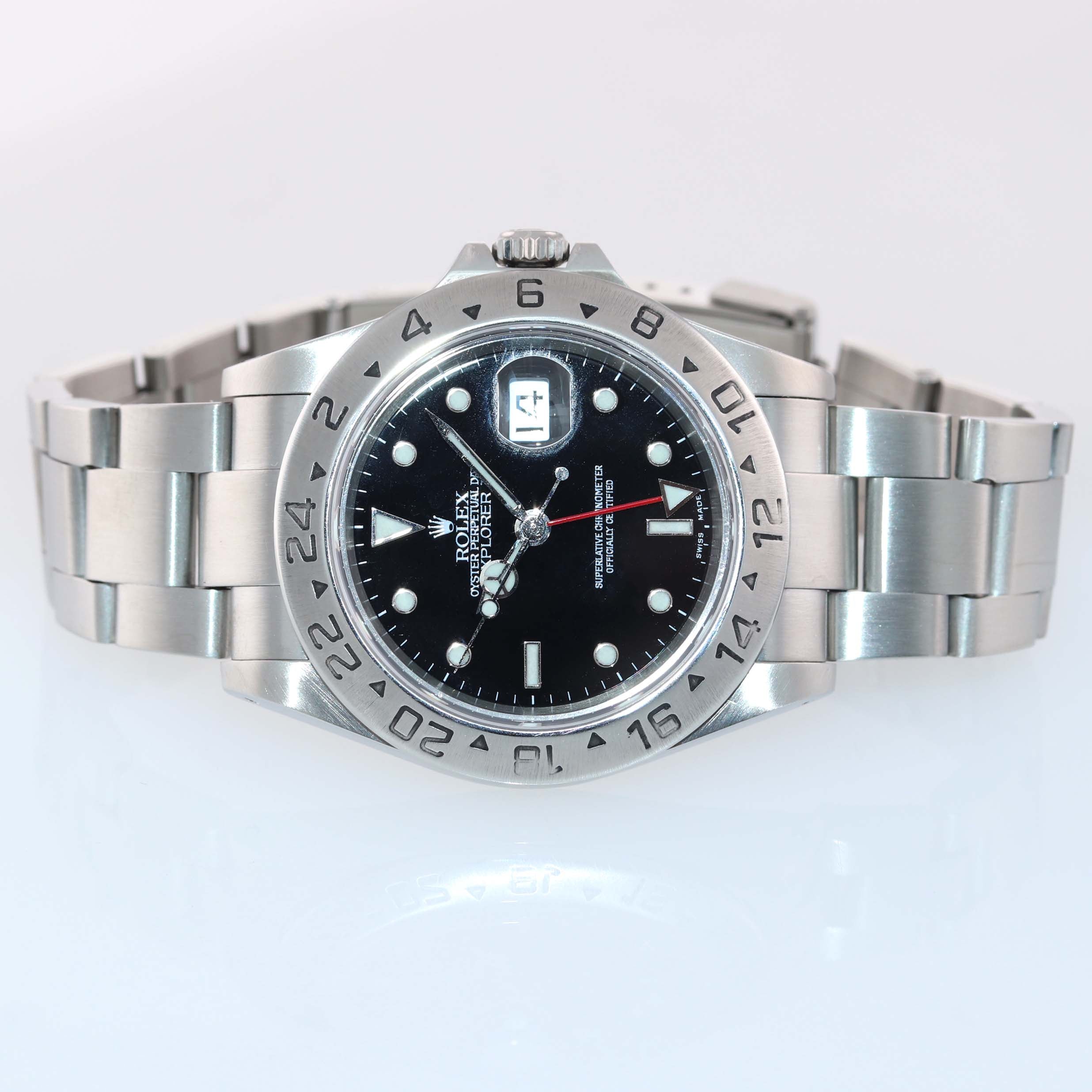 MINT Rolex Explorer II 16570 Stainless Steel Black Dial GMT SEL 40mm Watch