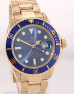 Rolex Submariner Date 16808 18k Yellow Gold Blue Dial 40mm Oyster Watch Box