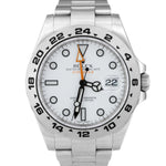 Rolex Explorer II 42mm 216570 Polar White Orange Stainless Steel GMT Date Watch