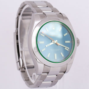 MINT Rolex Milgauss Z-Blue Green 40mm BLUE Stainless Steel 116400 GV Watch