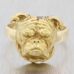 1860's Antique Victorian 14k Yellow Gold Bulldog Ring