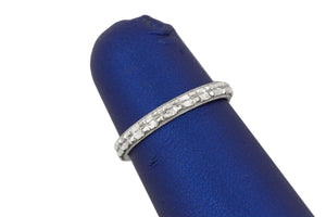 1930s Antique Art Deco 14k White Gold 3mm Diamond Cut Milgrain Wedding Band Ring