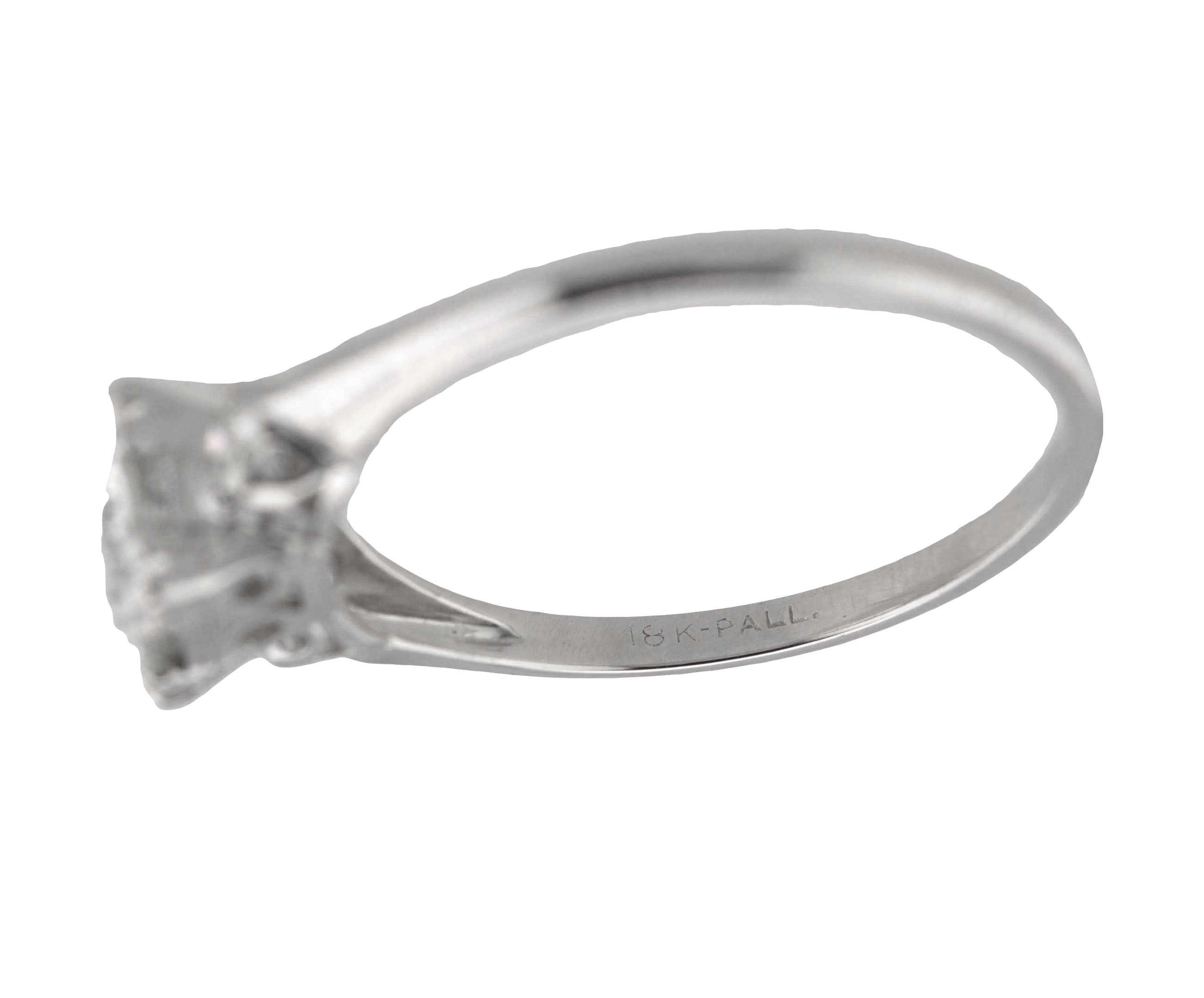 Antique Art Deco 18K White Gold 0.90 CT Old European Cut Diamond Engagement Ring