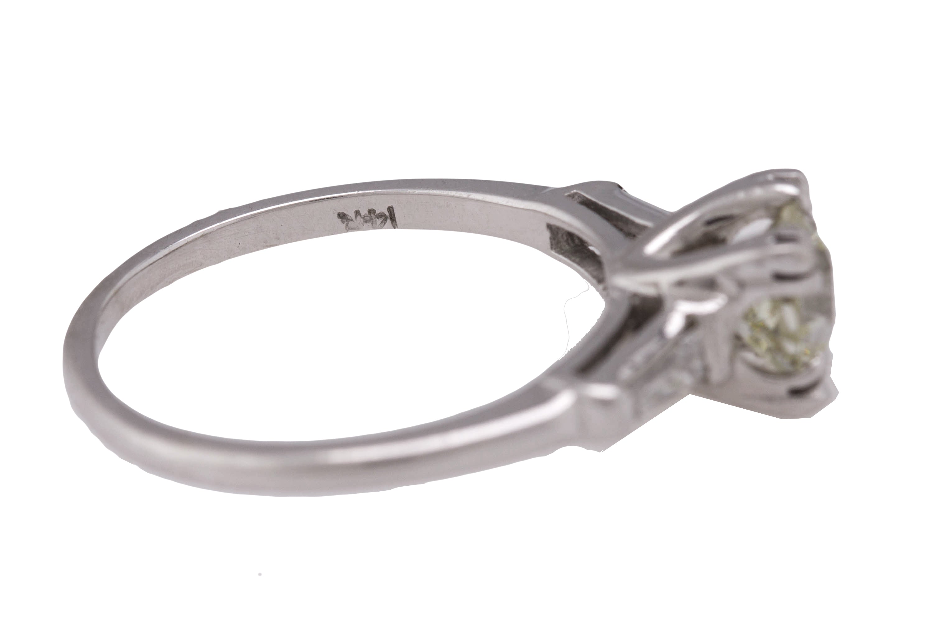 Ladies Modern 14K White Gold 1.07CT M-N Old European Diamond Engagement Ring EGL