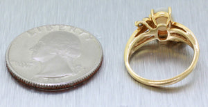 Vintage Estate 14k Yellow Gold 1ct Opal and Diamond Split Shank Ring