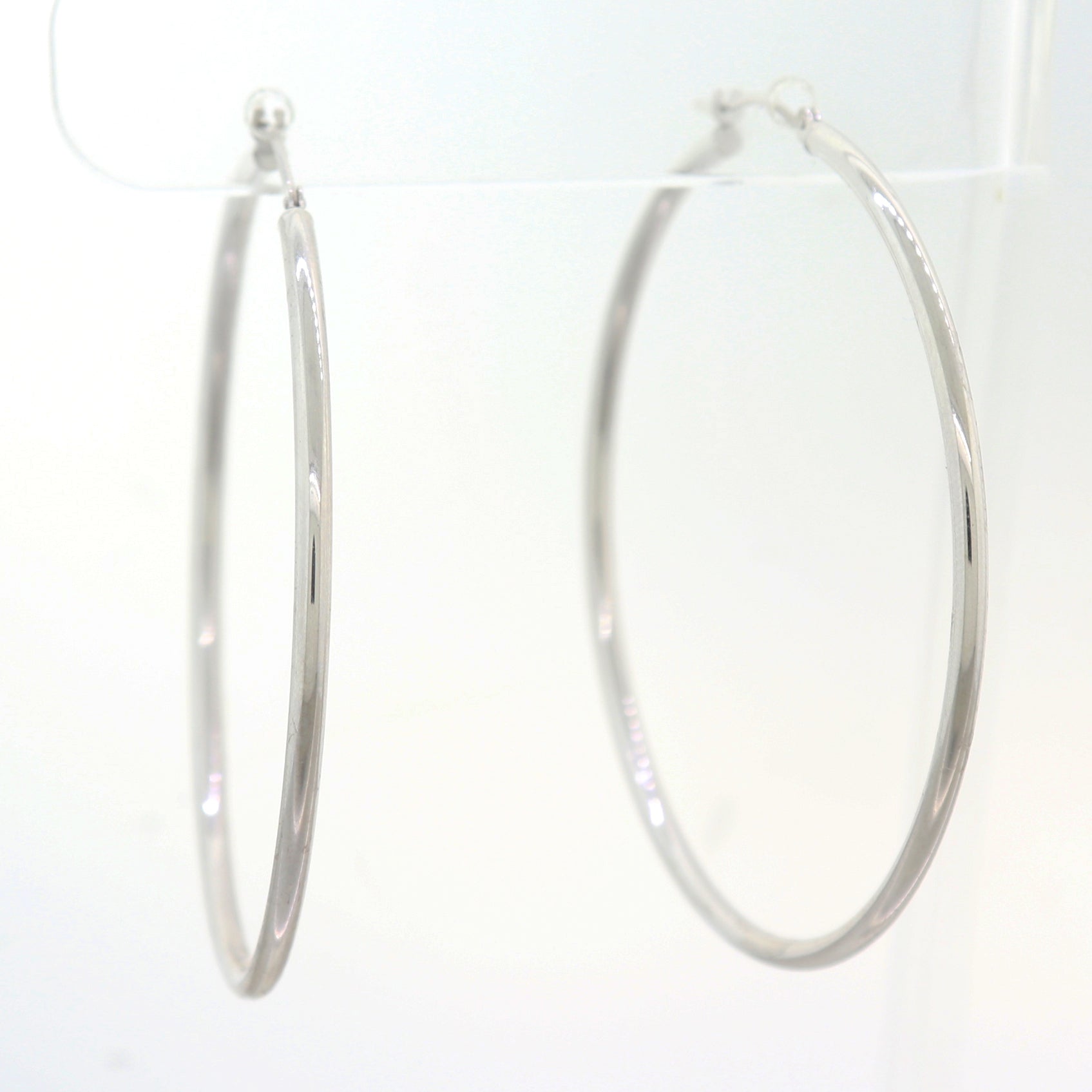 Modern 14k White Gold Extra Large Hoop Earrings