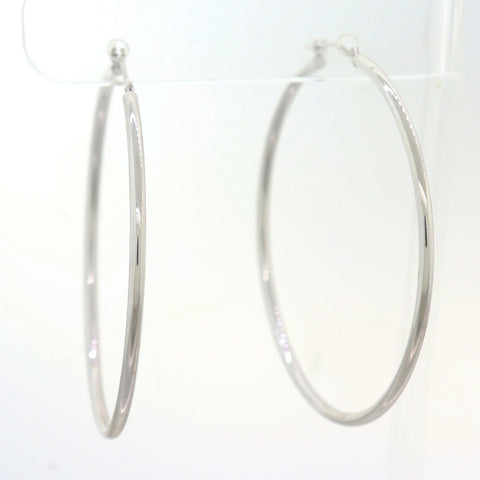 Modern 14k White Gold Extra Large Hoop Earrings