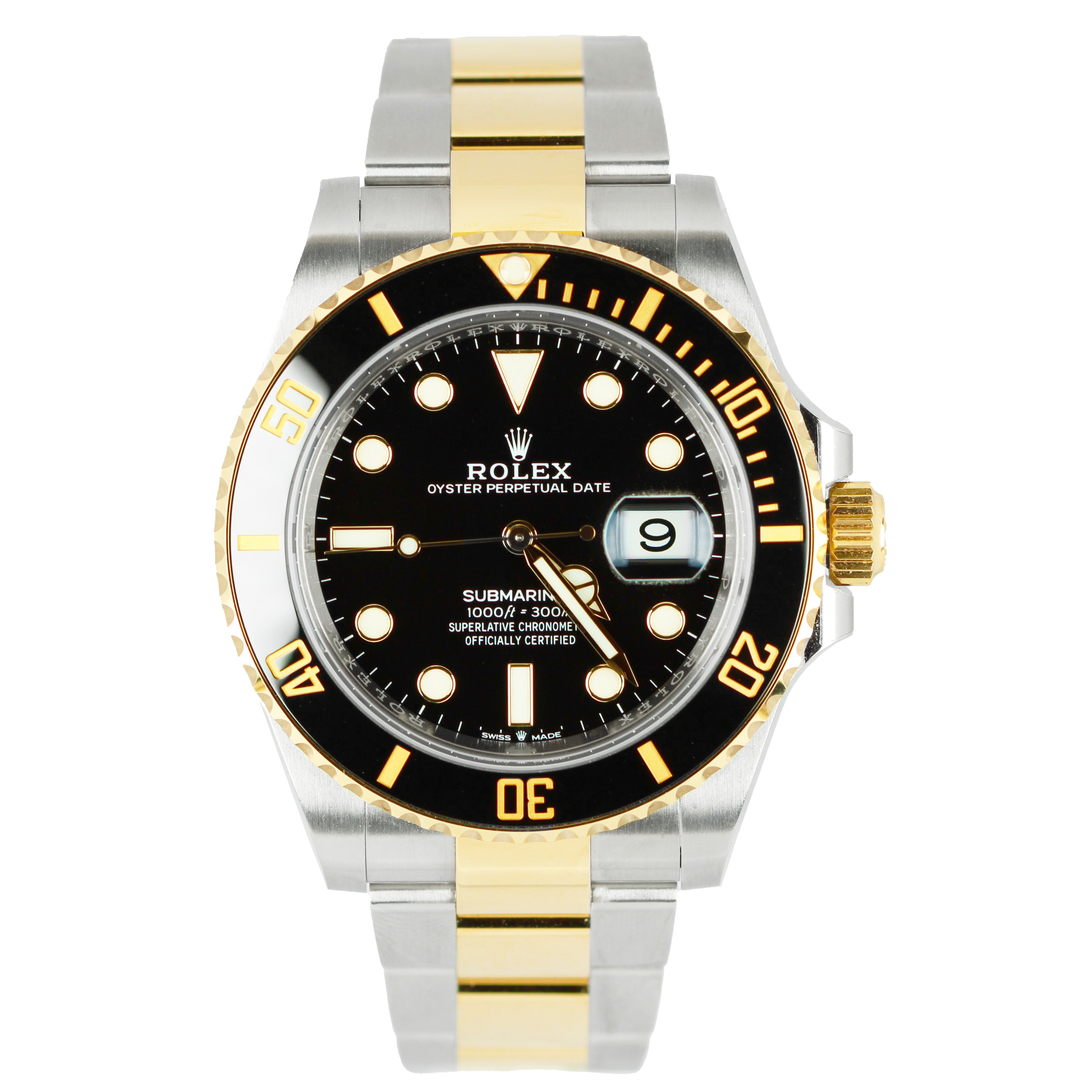2022 Rolex Submariner Date 41mm Ceramic Two-Tone Gold Black Watch 126613 LN B+P
