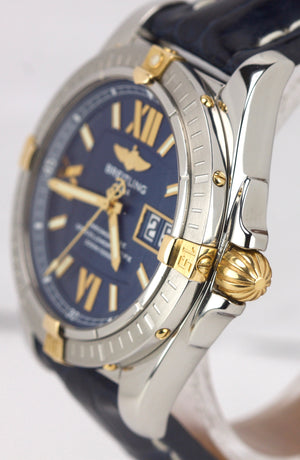 Breitling Galatic 41mm Blue Big Date 18K Two Tone Blue Steel B49350 Swiss Watch