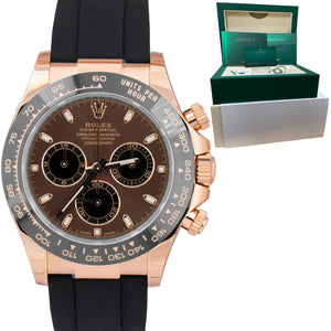 NEW STICKERED APR 2022 Rolex Daytona Rose Gold Chocolate Oysterflex Watch 116515
