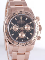 Rolex Daytona Rose Gold 116505 18k Black Dial Chrono Watch Box